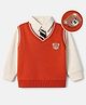 Babyhug 100% Cotton Knit Full Sleeves Heavy Gauge Sweatshirt With Tie & Bear Applique - Orange