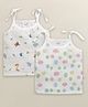 BUMZEE Muslin Woven Sleeveless Animals & Birds Printed Jhablas Pack of 2 - White