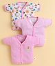 BUMZEE Cotton Knit Half Sleeves Striped Jhablas with Rainbow & Bees Print Pack of 3 - White & Pink