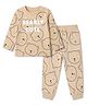 Doodle Poodle 100% Cotton  Single Jersey Full Sleeves Bear Printed T-Shirt & Jogger Set - Cream