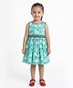 Funshine Rayon Woven Sleeveless Birds Printed Dress - Green