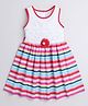 Funshine Woven Sleeveless Floral Applique Detailed & Striped Dress - Multi Colour