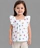 Funshine Cotton Woven Frill Sleeves Balloon Printed Top - White