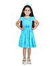 Funshine Rayon Woven Half Sleeves Floral Printed Dress - Blue