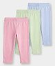 Carter's Cotton Knit Full Length Solid Colour Leggings Pack of 3  - Pink Green & Blue