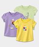 Carter's Cotton Knit Half Sleeves Crew Neck Top with Animals Print Pack of 3  - Yellow Purple & Light Green