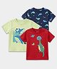 Carter's Organic Cotton Knit Half Sleeves Crew Neck T-Shirts With Whale & Dino Prints Pack of 3 - Red Blue & Green