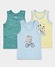 Carter's Cotton Knit Sleeveless  Fish Printed Vest with Anti Microbial Finish Pack of 3 - Blue & Yellow