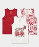 Carter's Organic Cotton Knit Sleeveless Vest with Fire Brigade Car Print & Anti Microbial Finish Pack of 3- Red& White
