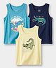 Carter's Cotton Knit Sleeveless Dino Printed Vest with Anti Microbial Finish Pack of 3 - Navy
