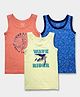 Carter's Cotton Knit Sleeveless Shark Printed Vest with Anti Microbial Finish Pack of 3 - Blue