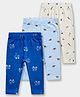 Carter's Cotton Woven Full Length Vehicles & Animal Printed Diaper Leggings Pack Of 3 - Blue White & Light Blue