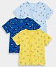 Carter's Cotton Knit Half Sleeves Beach Theme Sea Life & Nautical Theme Printed T-Shirts Pack Of 3 - Light Blue & Yellow