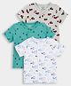 Carter's Cotton Knit Half Sleeves Sea Life & Vehicles Printed T-Shirts Pack Of 3 - Grey White & Green