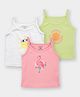 Carter's Cotton Knit Sleeveless Flamingo & Sun Printed Slips with Anti Microbial Finish Pack of 3 - Pink  White & Green