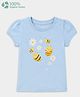 Carter's Organic Cotton Woven Half Sleeves Top With Bees and Flowers Print in Blue