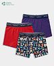 Carter's Cotton Knit Striped Trunks with Animal Print with Anti Microbial Finish Pack of 3 - Navy Blue, Red