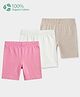 Carter's Organic Cotton Knit Solid Cycling Shorts with Anti Microbial Finish Pack of 3 - Pink Beige White