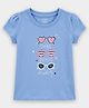 Carter's Cotton Woven Half Sleeves Crew Neck Top With Sunglasses Print - Blue