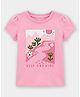 Carter's Organic Cotton Woven Half Sleeves Crew Neck Top With Nature Print - Pink