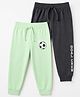 Babyhug Cotton Jersey Knit Track Pant with Football Print in Green & Black Pack of 2