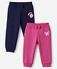 Babyhug Cotton Single Jersey Knit Joggers with Strawberry Print Pack of 2 - Navy Blue & Pink