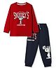 Cucumber Sinker Knit Full Sleeves Snoopy Print T-Shirt & Joggers Set - Maroon