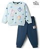 Cucumber Sinker Knit Full Sleeves T-Shirt & Pyjama Night Suit with Winnie the Pooh Print - Mint
