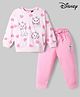 CUCUMBER Sinker Knit Full Sleeves T-Shirt & Pyjama Night Suit With Marie & Heart Print - Pink
