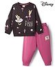 Cucumber Sinker Knit Full Sleeves T-Shirt & Pyjama Night Suit with Disney Princess Print - Charcoal Grey