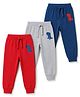 Babyhug Cotton Jersey Knit Full Length Dino Printed Lounge Pant Pack Of 3 - Red Grey & Navy Blue