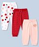 Babyhug 100% Cotton Single Jersey Knit Jogger Fit Full Length Lounge Pant With Polka Dots Print Pack of 3 - Red Pink White