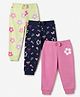 Babyhug Single Jersey Knit Full Length Lounge Pant With Butterfly & Floral Print Pack of 3 - Blue Pink Green