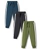 Babyhug Cotton Jersey Knit Full Sleeves Lounge Pants Pack of 3 - Black, Olive & Teal Blue