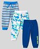 Babyhug Cotton Single Jersey Knit Full Length Striped Lounge Pant with Text & Camouflage Print Pack of 3 - Blue & White
