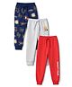 Babyhug Single Jersey Knit Full Length Lounge Pant With Text & Cartoon Print Pack of 3 - Red