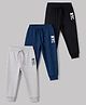 Babyhug Cotton Knit Full Length Jogger Fit With Lounge Pant and Nyc Print Pack of 3 - Black Navy Blue Grey