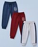 Babyhug Single Jersey Knit Full Length Jogger Lounge Pant and Landscape Print Pack of 3 In Blue Grey Maroon