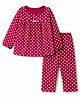 Babyhug Cotton Knit Full Sleeves Co-Ords T-Shirt & Pyjama Night Suit with Polka Dots Print - Red