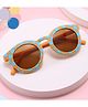 Ortis Checked UV Protected Round Sunglasses - Blue