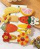 Ortis Set Of 8 Floral & Animal Applique Detailed Hair Clips - Yellow