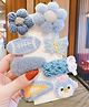 Ortis Set Of 8 Floral & Leaf Applique Detailed Snap Clips - Blue