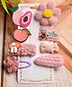 Ortis Set Of 8 Floral Fruits Bunny & Teddy Applique Detailed Hair Snap  Clips - Baby Pink