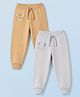 Babyhug Cotton Jersey Knit Full Length Tiger & Elephant Printed Lounge Pants Pack Of 2 - Grey & Khaki