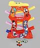 Disney Mickey 7-Level Racer Ramp Track Toy for Kids| Zig-Zag Racing Track with 7 Colorful Ramps & 4 Mini Cars| Montessori Educational Vehicle Toy for Toddlers| Easy Assembly - Red