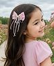 Takabee Pearl Embellished Bow Applique Detailed Alligator Clip -    Pink