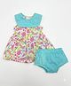 Nino Bambino Organic Cotton Knit Sleeveless Floral Printed Dress With Bloomer - Green