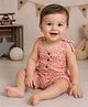 Nino Bambino Organic Cotton Knit Sleeveless Floral Printed Romper - Orange