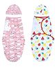 The Mom Store Baby Swaddle Blanket and Cap Set Combo of 2