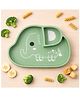 Tutots Silicone Baby Feeding Plate with Strong Suction Base, Elephant Shape, BPA Free, Dishwasher Safe, Green